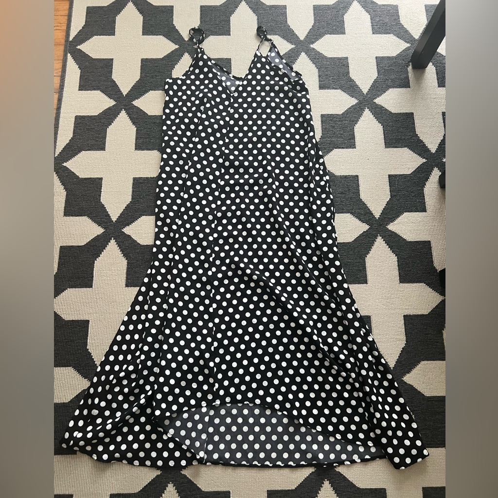 Vintage Black And White Polka Dot Maxi Dress